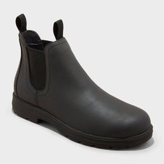 These Huxley Chelsea Boots from Goodfellow & Co™ are a perfect addition to your shoe wardrobe. The faux-leather design features a solid-color upper with a round closed toe, cushioned insole and medium width. Set on a TPR outsole, these mid-calf boots are equipped with distinct elastic panels on the sides, along with front and back pull tabs for a snug, secure fit. Experiment with different clothing combinations to showcase your unique style and make these Chelsea boots a versatile staple in your Winter Chelsea Boots, Ankle Rain Boots, Shoe Wardrobe, Rubber Boot, Leather Chelsea Boots, Outfit Combinations, Calf Boots, Mid Calf Boots, Suede Booties