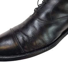 Classic Allen Edmonds leather dress shoes that are perfect for work or any more formal occasion like a wedding or dinner party. Leather uppers and insoles. Rubber soles that provide non-slip traction. D width.These do have some wear to them - creasing/cracking at toes and sides of the shoe, wear on the soles, heel wear and insole wear. All of the wear should be visible in the pics. These still do have some good life to them.Shoe trees included. Does not come with box or dust bag.Size: Mens 10.5A