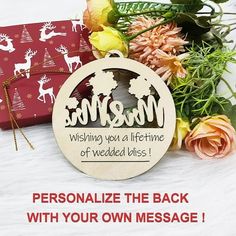 personalize the back with your own message christmas ornament - laser cut wood