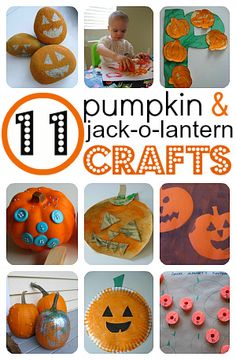 pumpkins and jack - o - lantern crafts are featured in this collage for halloween