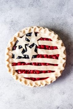 an american flag pie on a table