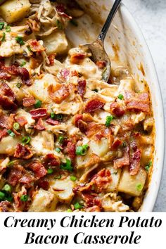 this creamy chicken potato bacon casserole is the perfect side dish for any meal