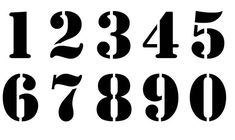 the numbers are black and white on a white background, which is also in different font styles