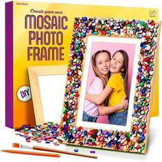 Unleash your child's creativity with the DIY Mosaic Picture Frame Kit for Kids, perfect for budding artists of any gender. This kit features all the essentials, including a smooth wooden frame, colorful mosaic stones, and user-friendly art tools. It's an excellent way for children to hone their fine motor skills and artistic sensibilities. Ideal for a thoughtful gift or a fun family project, the DIY Mosaic Picture Frame Kit for Kids promises hours of engaging craft time and a beautiful, personal Photo Birthday Gifts, Frames Diy Crafts, Photo Frame Crafts, Art Sets For Kids, Kid Friendly Crafts, Diy Photo Frames, Diy Mosaic, Personalized Photo Frames, Photo Mosaic