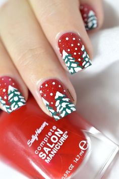 Tree Nail Art, Xmas Nail Art, Tree Nails, Cute Christmas Nails, Christmas Gel Nails, Her Nails, Christmas Nail Art Designs, Christmas Nails Acrylic, Winter Nail Art