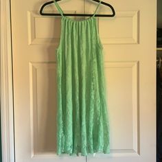 Nwt Lace Dress Size L Never Worn Before Has Underlining Perfect Condition Green Lace Mini Dress For Summer, Green Lace Vacation Dress, Green Lace Dress For Vacation, Tie Colors, Seafoam Green, Sea Foam, Green Dress, Lace Dress, Colorful Dresses