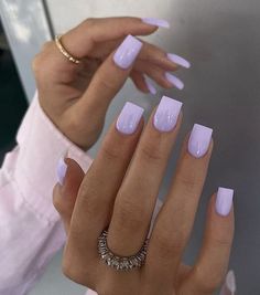 Summer Trendy Nails Taylor Swift Inspired Petite Nails, Violet Nails, Square Press On Nails, Purple Square, Lilac Nails, Purple Acrylic Nails, Fun Nail Colors, Short Fake Nails, Acrylic Nail Set