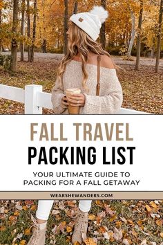 the fall travel packing list with text overlay