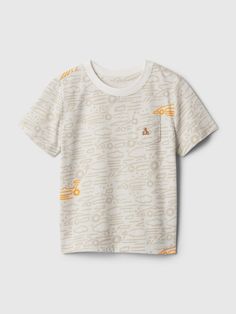 Soft knit T-shirt.  Crewneck.  Short sleeves.  Patch pocket at chest with embroidered Brannan Bear.  Allover stripes.  Hits at the hip.  Sizes range from baby to toddler. Carters Baby Boys, Stripe T Shirt, Gender Equality, Carters Baby, Knitted Tshirt, Baby Gap, Animal Pattern, Mix And Match