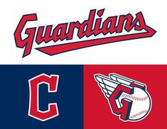 the cleveland indians and chicago cubs logos are shown in two different color options, one red, one blue