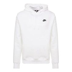 White Nike Hoodie Outfit, White Hoodie For Light Sports, Nike Sportswear Hoodie For Sports Season, Sporty Hoodie With Logo Detail, Sporty Winter Hoodie With Logo Detail, Sporty Hoodie Top With Logo, Winter Sporty Hoodie With Logo Detail, Sporty Hoodie Top With Logo Detail, White Streetwear Hoodie With Logo