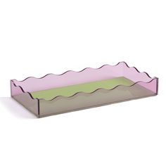 Wobble Wave Rectangle Tray - Pink &Klevering Shortcake Aesthetic, Mirrored Tray, Kids Storage Units, Wavy Mirror, Treasure Jewelry, Art Deco Abstract, Clock For Kids, Baby Changing Mat, Lighting Gifts