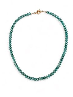 Add a pop of color to your outfit with our Teal Green Crystal Choker Necklace. Made with high-quality crystals, this versatile piece can be worn alone or layered with other necklaces for a stylish look. Effortlessly elevate any outfit with this easy-to-wear necklace. 15.5 inches long. Add extender chain for more length gold filled clasp Teal Necklace, Crystal Choker Necklace, Wear Necklaces, Crystal Choker, Chain Extenders, Green Crystal, Gemstone Necklace Pendant, Green Crystals, Teal Green