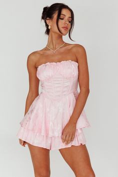 Shop the Angel Sky Gathered Bust Romper Pink | Selfie Leslie Pink Flowy Ruffles Mini Dress, Pink Balletcore Mini Dress With Ruffles, Pink Ruffle Bubble Romper For Playwear, Princess Polly Angel Romper, Pink Fairycore Mini Dress With Ruffles, Pink Rompers, We Are Love, Special Occasion, Fashion Accessories