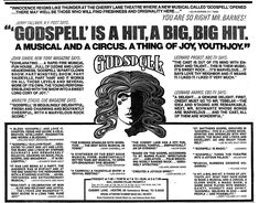 an advertisement for the band godspeli's hit, a big hit and a musical