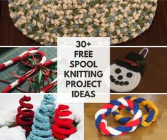 several different knitted items with the words free spool knitting project ideas on them