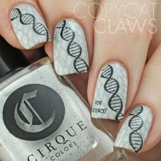 Stamping DNA double helix onto your nails. Teacher Nail Art, Crazy Nails, Stamping Nail Art, Nail Art Ideas, Cool Nail Designs, Types Of Nails