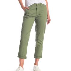 Nwt J. Crew Womens Slim Chino Pants Frosty Olive Size 6 Pa60 New With Tags Size 6 Waistband Laying Flat Across & Unstretched 17" Rise Approx 10" Inseam Approx 25" A Slim Cropped Leg Gives Versatility To These Chino Pants. - Zip Fly With Button Closure - Front Slash Pockets - Back Welt Pockets - Slim Fit 100% Cotton Casual Green Chinos For Work, Casual Workwear Pants With Rolled Hem, Casual Pants With Rolled Hem For Workwear, Casual Green Capris For Work, Green Relaxed Fit Bottoms For Business Casual, Green Chinos For Business Casual, Spring Season, Green Chinos For Business Casual Spring, Green Chinos For Business Casual In Spring, Spring Green Chinos For Business Casual