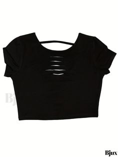 Bjux - Stylish Backless Crop T-Shirt with Short Sleeves, Ideal for Spring & Summer, Womens Fashion Edgy Stretch Short Sleeve T-shirt, Edgy Short Sleeve Stretch T-shirt, Edgy Crew Neck Crop Top For Summer, Edgy Summer Crop Top With Crew Neck, Stretch Crew Neck Crop Top In Edgy Style, Edgy Stretch Crew Neck Crop Top, Crop T Shirt, Fabric Medium, Crop Tshirt