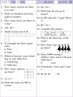 the worksheet for grade 3 students to learn how to use numbers and symbols