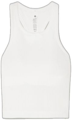 White Lululemon Gym Top, White Ribbed Tank Top For Sports, Ribbed Athleisure Tank Top For Yoga, White Ribbed Sporty Tank Top, Ribbed Tank Top For Sports, Sports Ribbed Tank Top With Tank Straps, Ribbed Tank Top With Tank Straps For Sports, Lululemon Ebb To Street, Lululemon Women