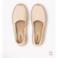 Beautiful Brand-New Espadrille Slip Ons. Love These But They Are Just A Teensy Tight On Me. Never Worn, Just Tried On Once. Size On Site Is 6/6.5. Mediterranean Beach, Beige Espadrilles, Soludos Espadrilles, Floral Espadrilles, Tan Espadrilles, Simple Classic Style, Platform Espadrille Sandals, Understated Style, Slip On Espadrilles