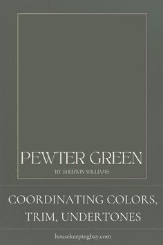 Pewter Green by Sherwin Williams - Coordinating Colors, Undertones, Trim Guide Evergreen Fog, Sherwin Williams Green, Green Grey Paint, Pewter Green, Green Accent Walls, Accent Wall Colors, Warm And Cool Colors, Green Paint Colors, Sherwin Williams Paint Colors