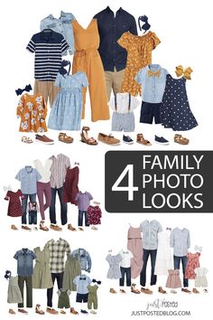 Family Pictures What To Wear, Fall Family Outfits, Family Photos What To Wear, Family Portrait Outfits, Summer Family Pictures, Family Photo Colors, Winter Family Photos, Summer Family Photos