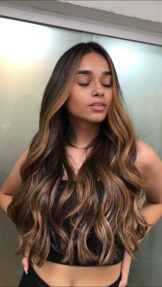 Balayage Hair Caramel, Black Hair Balayage, Brown Hair Inspo, Brown Hair Dye, Long Hair Color, Hair Color Balayage