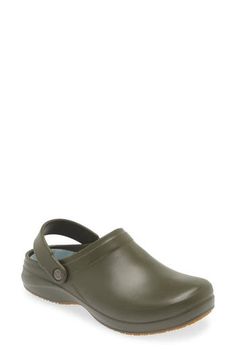 Crafted in collaboration with lifestyle expert Martha Stewart, this daily-wear clog features a slip-resistant sole and sculpted Arch Fit® footbed. Removable, cushioned insole with arch support Synthetic upper/textile lining/synthetic sole Imported Green Waterproof Clogs For Outdoor Activities, Slip-resistant Green Slip-on Clogs, Green Slip-on Slip-resistant Clogs, Green Slip-resistant Slip-on Clogs, Green Waterproof Synthetic Clogs, Waterproof Green Synthetic Clogs, Waterproof Ergonomic Casual Clogs, Casual Fade-resistant Clogs For Workwear, Comfortable Slip-resistant Clogs For Outdoor Activities