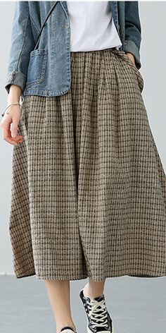 Casual Cotton Linen loose fitting Women's Skirts Baggy Cotton Bohemian Skirt, Bohemian Baggy Cotton Skirt, Baggy Cotton Skirt For Fall, Baggy Cotton Maxi Skirt Casual, Baggy Cotton Maxi Skirt Casual Style, Baggy Fall Skirt, Baggy Skirt For Fall, Casual Baggy Midi Skirt, Spring Baggy Gathered Skirt