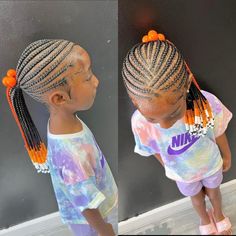 Braid Back Ponytail, Cornrow Beads Hairstyles, Back To School Braids Black Kids, Braided Ponytail Hairstyles Black Kids, Cute Cornrows, Girls Braided Hairstyles Kids, Black Baby Girl Hairstyles, Braids Beads, Hairstyle Ponytail