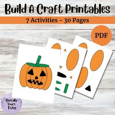 pumpkin cut outs with the text build a craft printables 7 activities - 30 pages