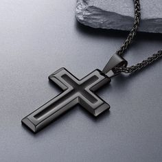 Description The Cross symbolizes love and redemption, perfect for showing your faith. Christian black enamel cross pendant necklace for men, fairly detailed and good sized. Classic cross-design, perfect to wear every day. High polished cross pendant with black oil process inside, looks like two crosses. This pendant is bigger and heavier than normal size, really eye-catching. The cross necklace is all-matched with different outfits, best collocation with another chain necklace.    Detail  SPU: Love And Redemption, Enamel Cross, Nordic Vikings, Faith Christian, Viking Symbols, Norse Vikings, Black Oil, Creating Jewelry, Cross Design