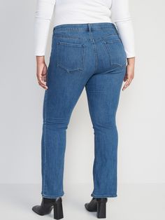 FITS: Snug from hip to thigh, boot-cut from knee on down.  SITS: Right below your belly button.  THE FEEL: Just-perfect stretch for your 9 to 9 lifestyle.  THE DEAL: Sleek mini flare fit.  Jaw-dropping price.  BUT WAIT, THERE'S MORE: These jeans are part of our Washwell™ Program that uses 20% less water than conventional wash methods.  Since 2017, we’ve saved 3 billion liters of water.  Better Jeans.  Better Planet.  Washwell™ DO YOUR PART: Made with 7% recycled cotton.  Less waste in the world.  ?? Regular 32" inseam.  Petite: 30" inseam.  Tall: 36" inseam.  Models are approximately 5'9" and are wearing size S (numeric size 4), size L (numeric size 12), and size XL (numeric size 18). machine wash according to the care instruction label spandex 1% polyester 30% cotton 62% recycled cotton 7 Thigh Boot, Size 12 Jeans, Back Patch, Petite Size, Belly Button, Recycled Cotton, Jean Outfits, Bootcut Jeans, Boot Cut