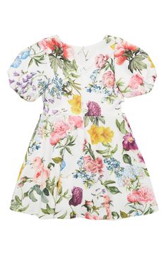 Your darling will be ready for their next tea party in this sweet floral dress accented with dainty lace on the side cutouts. Back keyhole with button-and-loop and zip closure Lined 95% polyester, 5% spandex Machine wash, tumble dry Imported Party Dress Kids, Tea Party Dress, Kids Party Dresses, Scuba Dress, Sweet Floral, Nordstrom Dresses, Tea Party, Floral Dress, Party Dress