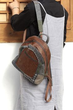 #backpacks #bag #linen #leather Casual Patchwork Backpack For Everyday Use, Vintage Patchwork Shoulder Bag For Travel, Everyday Use Standard Backpack With Patchwork, Standard Patchwork Backpack For Everyday Use, Everyday Patchwork Standard Backpack, Retro Patchwork Bags For Everyday Use, Patchwork Backpack For Daily Use, Vintage Patchwork Travel Bags, Hipster Backpack