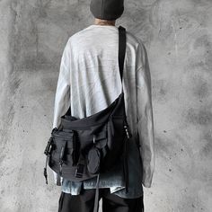 Techwear Bag, Urban Tactical, Black Techwear, Core Aesthetics, Backpack Outfit, Urban Explorer, Tactical Bag, Round Bag, Urban Exploration