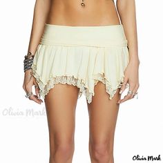 Olivia Mark - Sensual Lace Patchwork Mini Skirt Fairycore Skirt, Current Mood Clothing, Low Waist Skirt, Handkerchief Skirt, Skirt Streetwear, Lace Mini Skirt, Lingerie Shorts, Lace Layers, Women Y2k