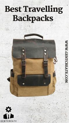 We at Gentcreate are on a mission to offer you only the highest quality canvas and leather backpacks, bags, men's accessories, and handmade watches. Use the code "Newgent" and get 10% off your first order. // Best Travelling Backpacks // Backpack Ideas // Best Backpack For Travelling // Casual Street Style // Retro Brown Backpack For Travel, Retro Leather Backpack For Everyday Use, Retro Rectangular Travel Backpack, Vintage Leather Backpack For Adventure, Vintage Leather Adventure Backpack, Retro Leather Backpack, Vintage Large Capacity Backpack, Retro Standard Backpack For Outdoor, Retro Outdoor Standard Backpack