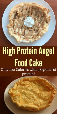 an advertisement for high protein angel food cake