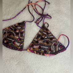 Never Worn Gorgeous Jeweled Bikini Top Victoria Secret Swim, Crochet Bikini, Womens Swim, Swimming, Purple, Crochet, Women Shopping, Clothes, Color