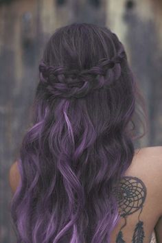 Lighten out pieces and deposit in some beautiful rich purple. Fishtail Braid, Bohol, Dye My Hair, Ash Blonde, Hair Envy, Hair Dos, Ombre Hair, Gorgeous Hair