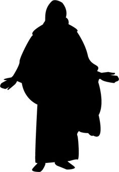 the silhouette of a person with their arms outstretched