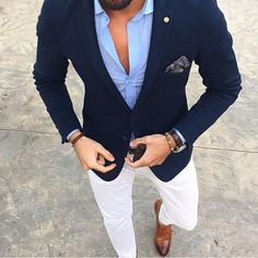 Compre Traje Casual Para Hombre Traje De Novio Chaquetas De Un Solo Pecho En Azul Marino Con Pantalones Blancos Vestido Ajustado De Boda Para Huéspedes Vestido De Fiesta De Graduación Traje Formal Por Encargo A MXN $1,683.46 Del Fengyangg | DHgate.Com White Chinos, Mens Fashion Smart, Navy Blue Suit, Blue Long Sleeve Shirt, Traje Casual, Tuxedo For Men, Men’s Suits, Mens Fashion Suits