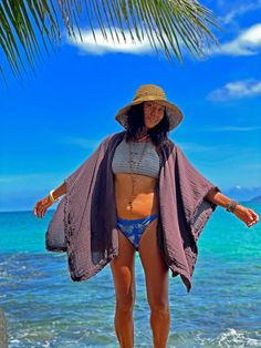 "Brown Cover Up, Summer Cover Up, Beach Cover Up 🧥 Versatile Cotton Kimono Cardigan - Comfort and Style Combined Crafted from 100% natural cotton with a two-layer weave for softness and medium thickness. 📏 Designed to Fit: XS to XXL / US: 2/4/6/8/10/12/14/16/18 🌿 Description: - Offers a relaxed fit and features wood buttons on both sides and the front, allowing for  various styling options. - Versatile wear options - can be styled as a cover-up, kimono, or even as a scarf, adding - versatility to your wardrobe. - The frilly hem all around adds a funky and unique touch to elevate any outfit. 📐 Measurements: Width end to end: 40\" Length: 28\" 🧼 Care Instructions: 🧊 Hand wash cold, hang dry in shade. 🧺 Machine wash cold or at 30oC, tumble dry low, hang dry in shade. 🌈 Iron inside out Bohemian Swimwear For Warm Weather Vacation, Bohemian Swimwear For Vacation In Warm Weather, One Size Beachwear Cover-up For Beach, One Size Beachwear Cover-up, Cover Up Kimono, Green Cotton Dress, Layered Weave, Summer Cover Up, Cover Up Beach