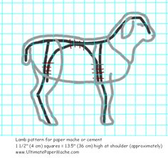 a drawing of a dog with lines on it's back and sides, in the shape