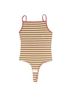 Madewell Bodysuit Size: X-Small Tops - used. 56% COTTON, 37% POLYESTER, 7% ELASTANE | Madewell Bodysuit: Yellow Tops - Size X-Small Fitted Multicolor Cotton Bodysuit, Casual Multicolor Sleeveless Bodysuit, Casual Sleeveless Multicolor Bodysuit, Multicolor Stretch Bodysuit Casual Style, Striped Sleeveless Bodysuit For Summer, Summer Striped Sleeveless Bodysuit, Multicolor Cotton Bodysuit For Spring, Summer Sleeveless Striped Bodysuit, Casual Multicolor Stretch Bodysuit