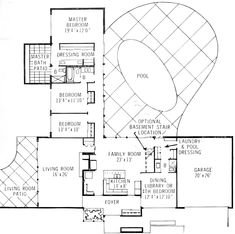 the floor plan for a home with an indoor pool