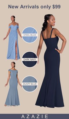 the new arrivals only $ 99 from azazie, available in blue and grey